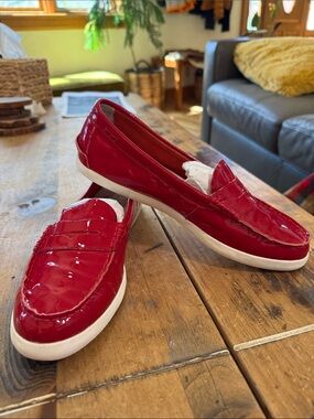 Cole Haan Pinch LTE Weekender Red Patent Leather Penny Loafers Size 8.5